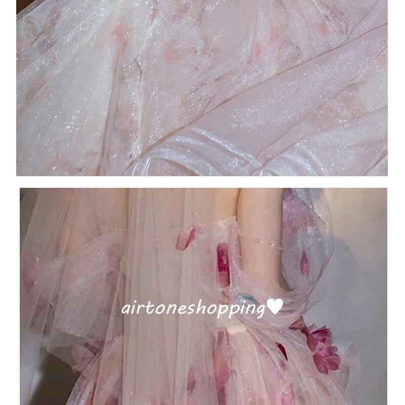 イブニングドレス オフショルダー 花柄 チュール ドレス 姫系 お姫様 ロングドレス 発表会ドレス オフショルダ 結婚式ドレス 二次会ドレス ウェディングドレス 花柄 可愛い ウエディングベール付き