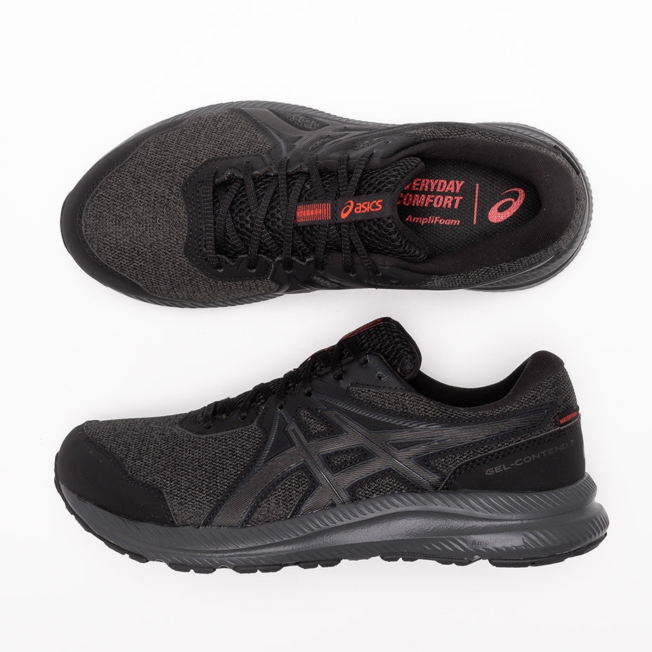 スニーカー メンズ GEL-CONTEND 7 WP 1011B333.001 黒 ブランド 防水 疲れない 軽量 ローカット ランニングシューズ 衝撃緩衝性 耐久性 グリップ力 歩きやすい おしゃれ