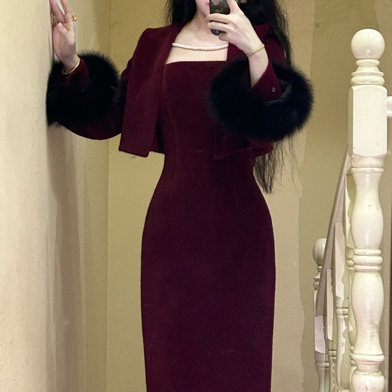 新しい中国スタイルの小さなフレグランススタイルスーツスカート今年の人気の高級年次総会ドレスドレスサスペンダースカートセット秋と冬 新しい中国スタイルの小さなフレグランススタイルスーツスカート今年の人気の高級年次総会ドレスドレスサスペンダースカートセット秋と冬