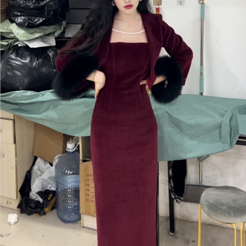 新しい中国スタイルの小さなフレグランススタイルスーツスカート今年の人気の高級年次総会ドレスドレスサスペンダースカートセット秋と冬 新しい中国スタイルの小さなフレグランススタイルスーツスカート今年の人気の高級年次総会ドレスドレスサスペンダースカートセット秋と冬