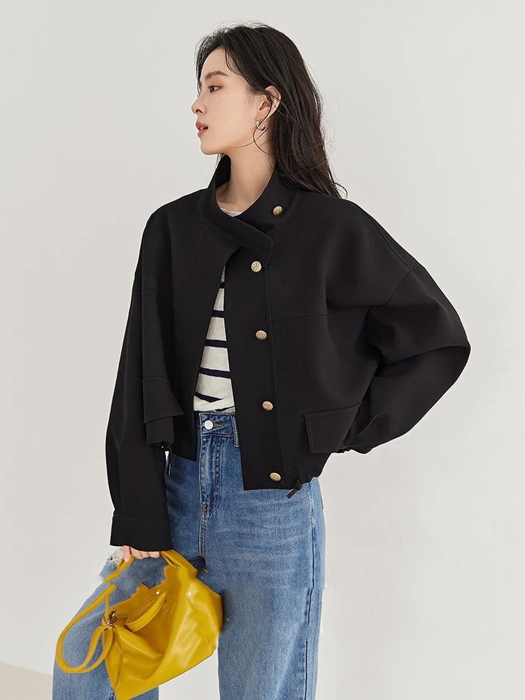 ジャケット 冬アウター 気質 スタンドカラー レディース 通勤 ショート丈 アウター ドローストリング 感 ゆったり ジャケット 冬アウター 気質 スタンドカラー レディース 通勤 ショート丈 アウター ドローストリング 感 ゆったり