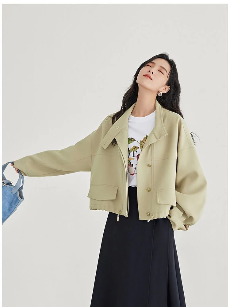 ジャケット 冬アウター 気質 スタンドカラー レディース 通勤 ショート丈 アウター ドローストリング 感 ゆったり ジャケット 冬アウター 気質 スタンドカラー レディース 通勤 ショート丈 アウター ドローストリング 感 ゆったり