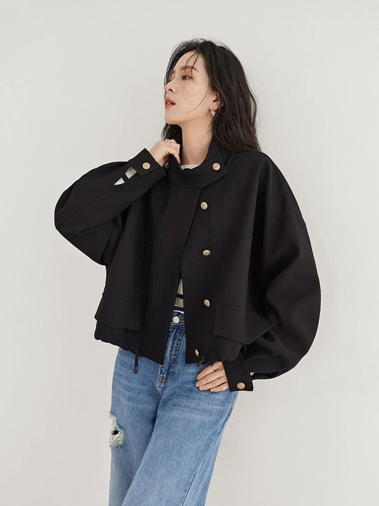 ジャケット 冬アウター 気質 スタンドカラー レディース 通勤 ショート丈 アウター ドローストリング 感 ゆったり ジャケット 冬アウター 気質 スタンドカラー レディース 通勤 ショート丈 アウター ドローストリング 感 ゆったり