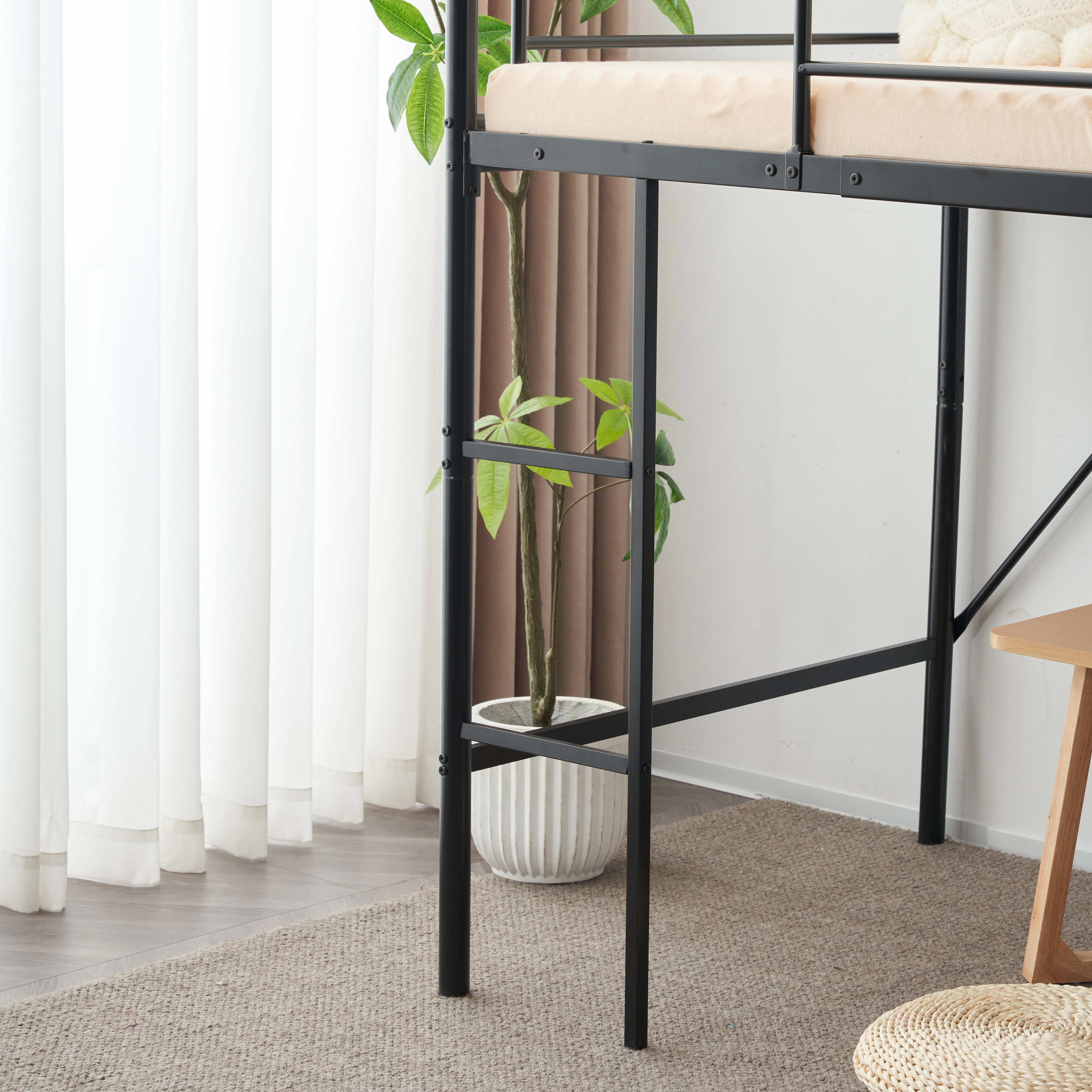 【新作】【ブラック】ロフトベッド パイプベッド シングル ベッド デスク付 シングルベッド 木 収納 北欧風 子供部屋 スチール 耐震 ベッド 新作 【新作】【ブラック】ロフトベッド パイプベッド シングル ベッド デスク付 シングルベッド 木 収納 北欧風 子供部屋 スチール 耐震 ベッド 新作