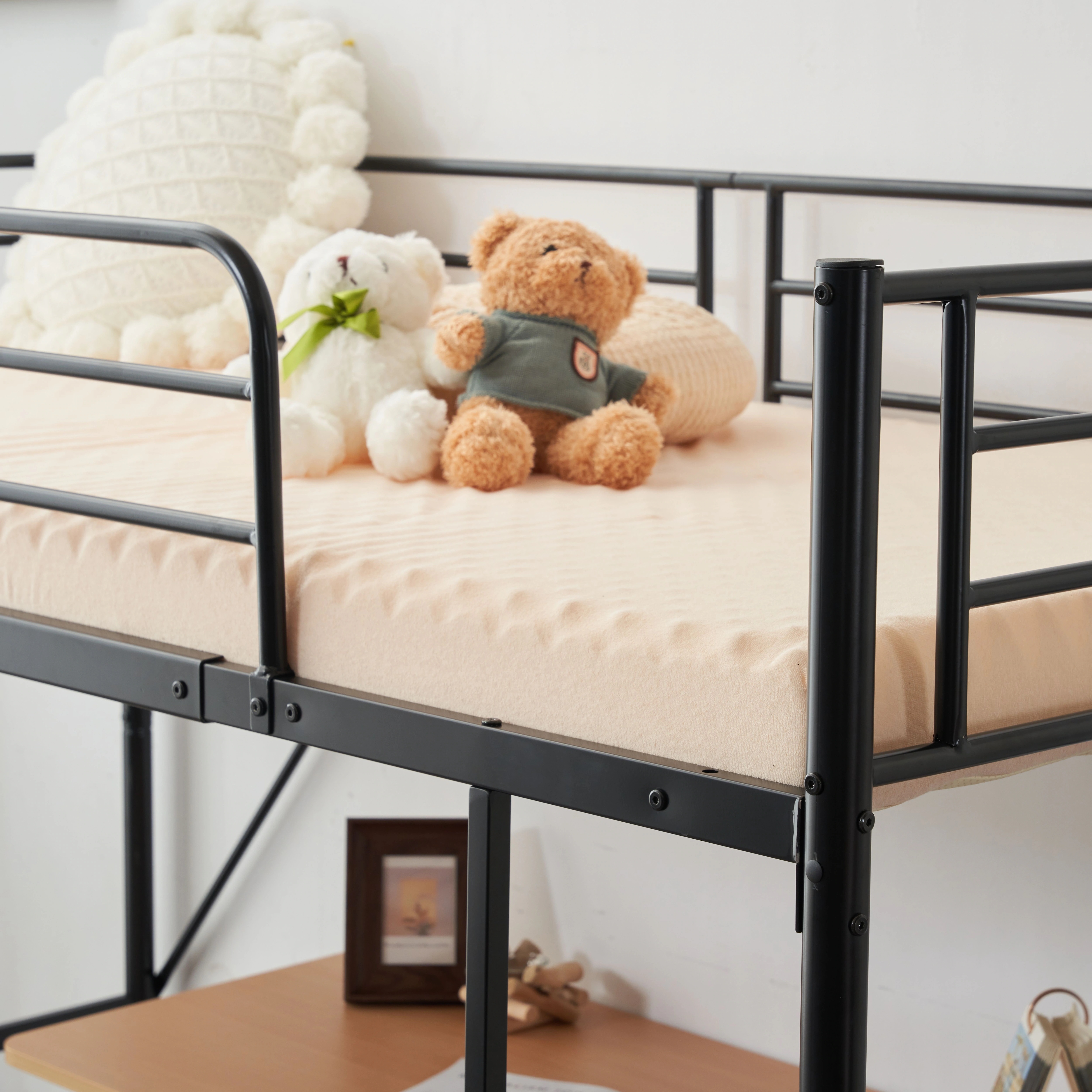 【新作】【ブラック】ロフトベッド パイプベッド シングル ベッド デスク付 シングルベッド 木 収納 北欧風 子供部屋 スチール 耐震 ベッド 新作 【新作】【ブラック】ロフトベッド パイプベッド シングル ベッド デスク付 シングルベッド 木 収納 北欧風 子供部屋 スチール 耐震 ベッド 新作