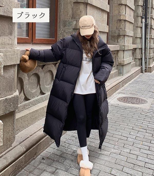 ベンチコート 大きめ ゆったり フード無し 90%ダウン ダウンコート レディース 超ロング 暖かい 真 ダウンジャケット 無地 シンプル レディ アウター ダウンロングコート 可愛い ブラック オ