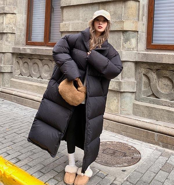 ベンチコート 大きめ ゆったり フード無し 90%ダウン ダウンコート レディース 超ロング 暖かい 真 ダウンジャケット 無地 シンプル レディ アウター ダウンロングコート 可愛い ブラック オ