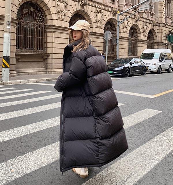 ベンチコート 大きめ ゆったり フード無し 90%ダウン ダウンコート レディース 超ロング 暖かい 真 ダウンジャケット 無地 シンプル レディ アウター ダウンロングコート 可愛い ブラック オ