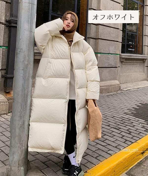 ベンチコート 大きめ ゆったり フード無し 90%ダウン ダウンコート レディース 超ロング 暖かい 真 ダウンジャケット 無地 シンプル レディ アウター ダウンロングコート 可愛い ブラック オ