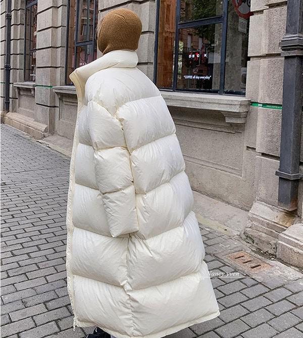 ベンチコート 大きめ ゆったり フード無し 90%ダウン ダウンコート レディース 超ロング 暖かい 真 ダウンジャケット 無地 シンプル レディ アウター ダウンロングコート 可愛い ブラック オ