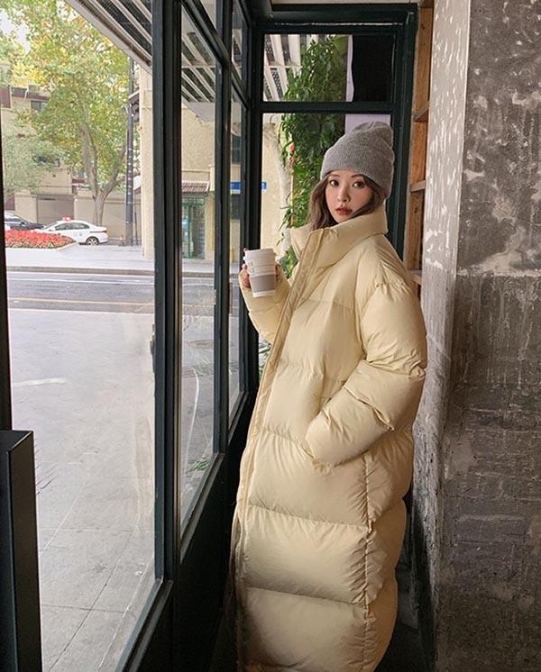 ベンチコート 大きめ ゆったり フード無し 90%ダウン ダウンコート レディース 超ロング 暖かい 真 ダウンジャケット 無地 シンプル レディ アウター ダウンロングコート 可愛い ブラック オ