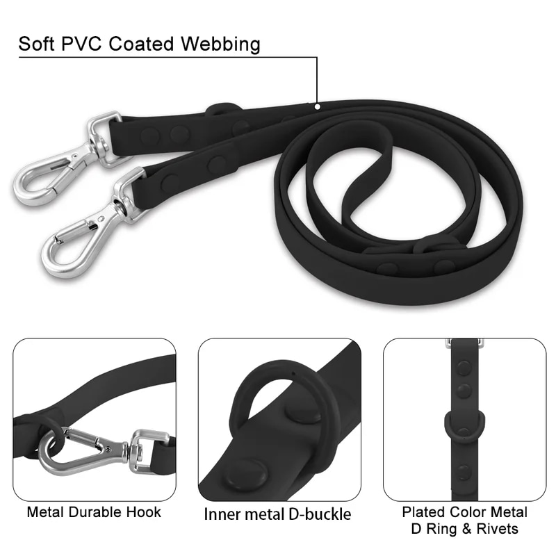 ダブルドッグハーネスとリーシュセット,PVC,快適で通気性のある調節可能なチェストストラップ,カラーベルト,ハーネス,ベルト