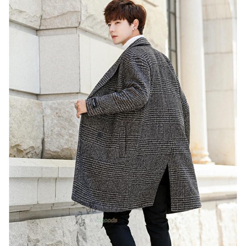 チェスターコート メンズ レディース ロング テーラード 千鳥格子 チェック柄 男女兼用 スプリング ビジネス 中綿 通勤通学 ラシャ ツイード 大きいサイズ