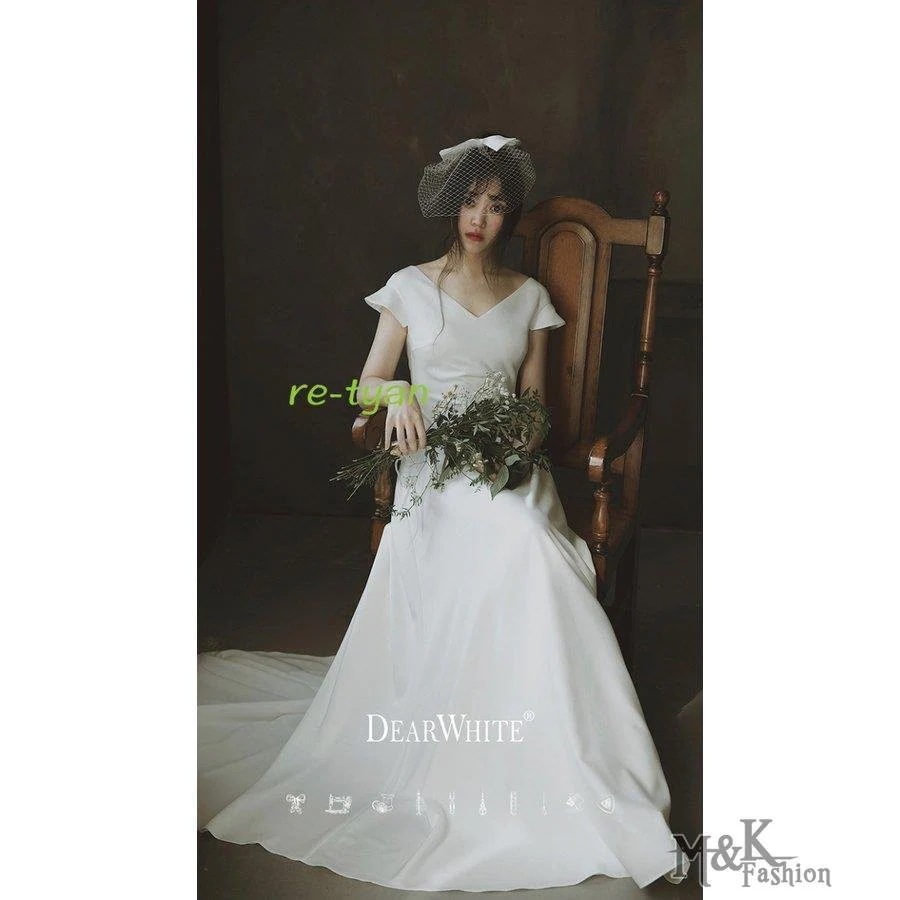 ロングドレス 演奏会 ウェディングドレス 二次会 シンプル 前撮り Aラインドレス ビーチフォト後撮