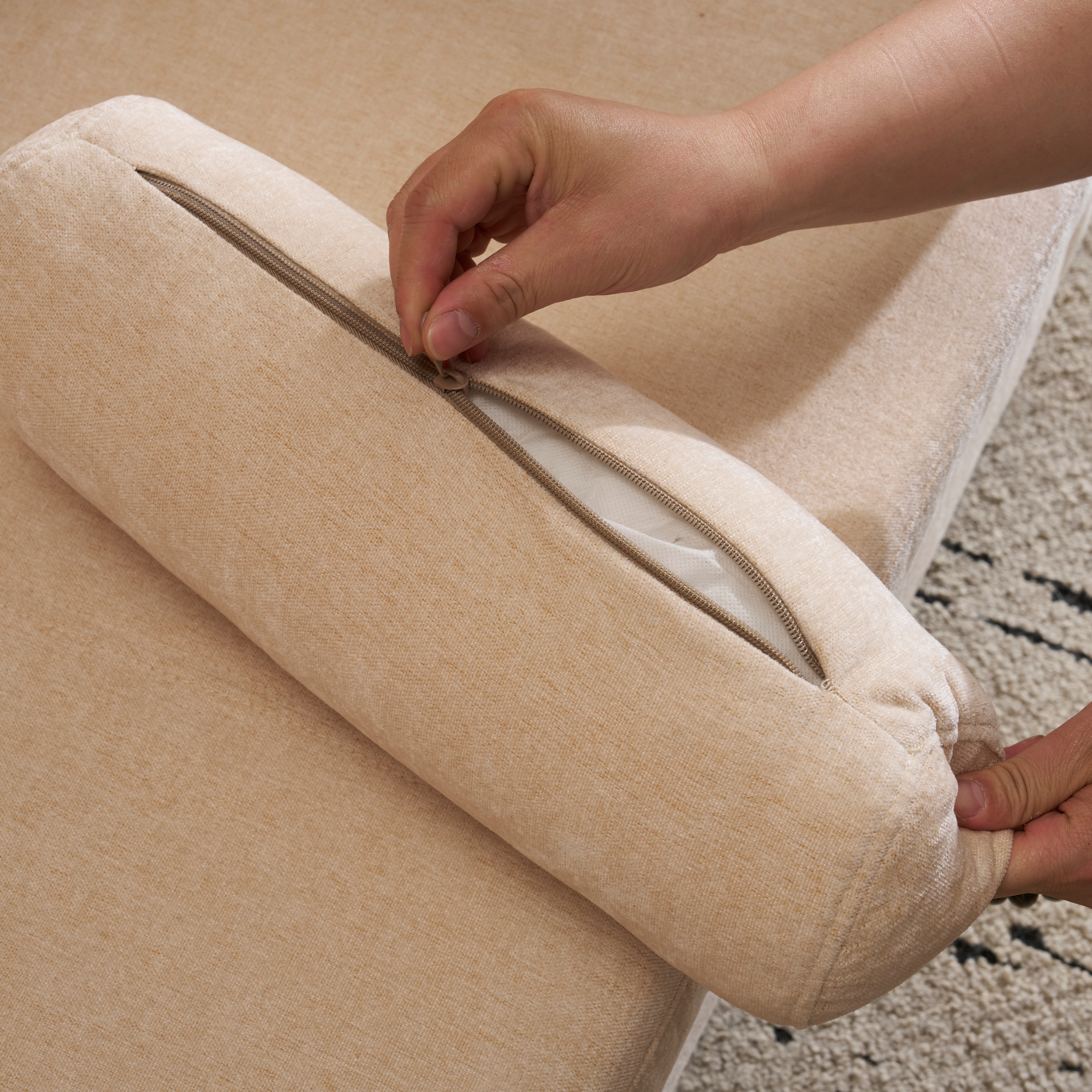 ソファ 二人掛け カウチ 枕付き ソファー おしゃれ 柔軟 ふわふわ 取付可能な脚 柔軟な背もたれ　取り外し可能な背もたれ コンパクト 一人暮らしGG9920 khaki FabricG157