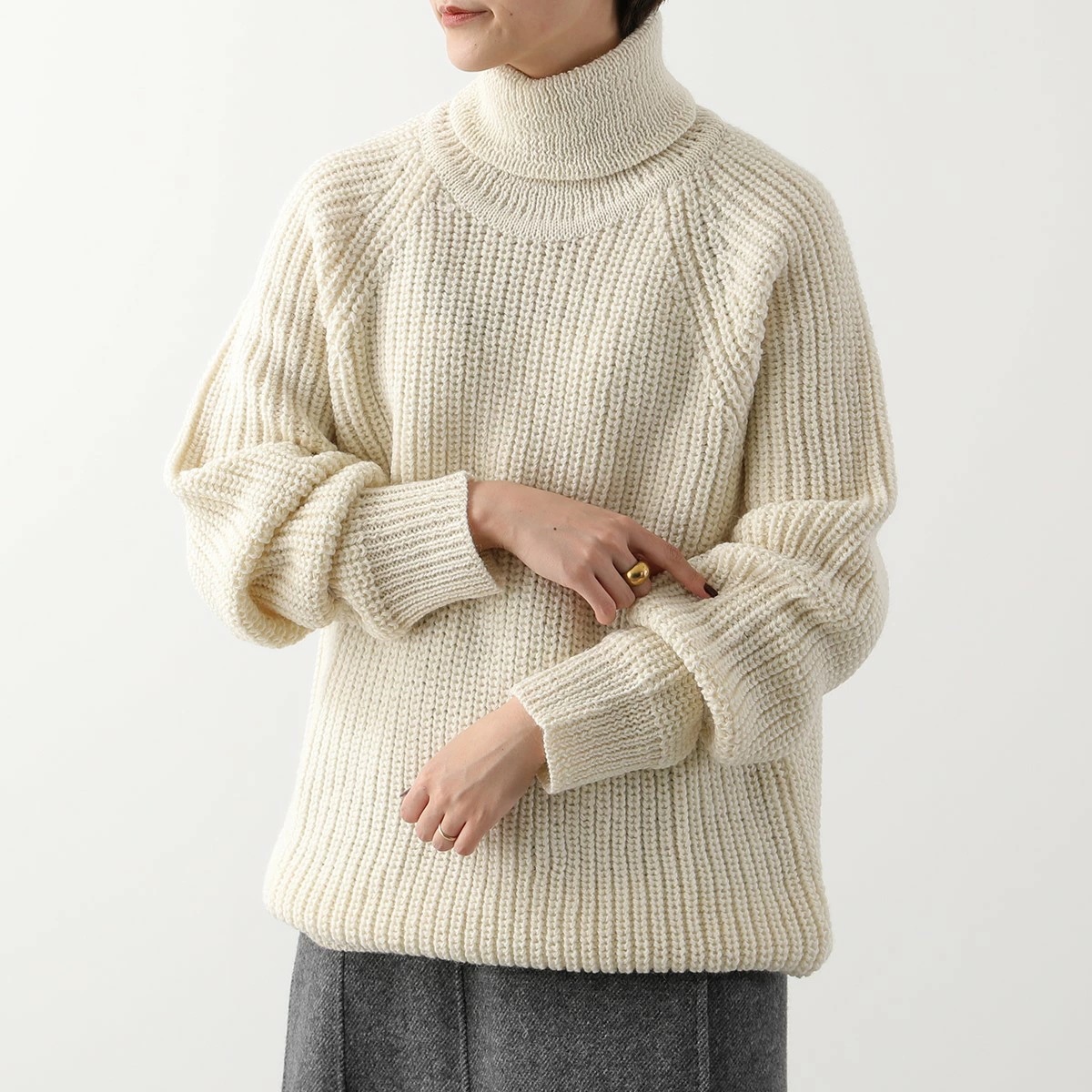 Aran Crafts アランクラフト セーター Rib Roll Neck Sweater R761 レディース ニット タートルネック 長袖 ウール リブ オーバーサイズ カラー2色
