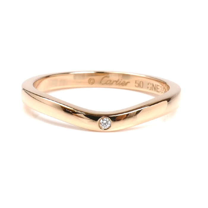 CARTIER カルティエ K18PG ピンクゴールド バレリーナ カーブ ウェディング 3P ダイヤ リング・指輪 B4098650 10号 50 2.4g レディース 中古 美品