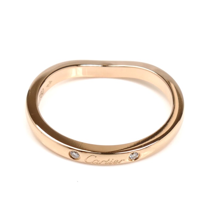 CARTIER カルティエ K18PG ピンクゴールド バレリーナ カーブ ウェディング 3P ダイヤ リング・指輪 B4098650 10号 50 2.4g レディース 中古 美品