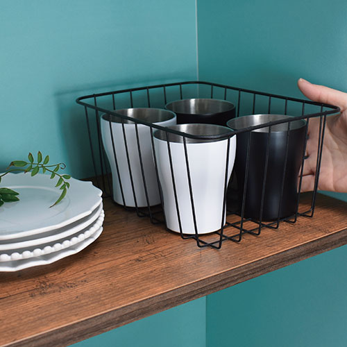 カゴ入り二重構造カップ4P(BK)