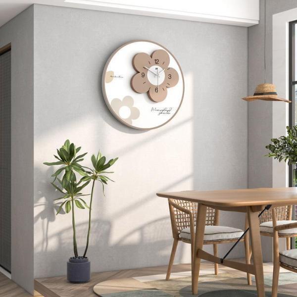 [7月新品-大ヒット中]壁掛け時計 おしゃれ クロック スイープムーヴメント式 非電波 電池式 静音 花型 二層構造 新生活応援 インテリア 北欧 木製 新築祝い ギフト壁掛け時計 おしゃれ クロック