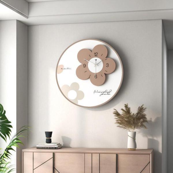 [7月新品-大ヒット中]壁掛け時計 おしゃれ クロック スイープムーヴメント式 非電波 電池式 静音 花型 二層構造 新生活応援 インテリア 北欧 木製 新築祝い ギフト壁掛け時計 おしゃれ クロック