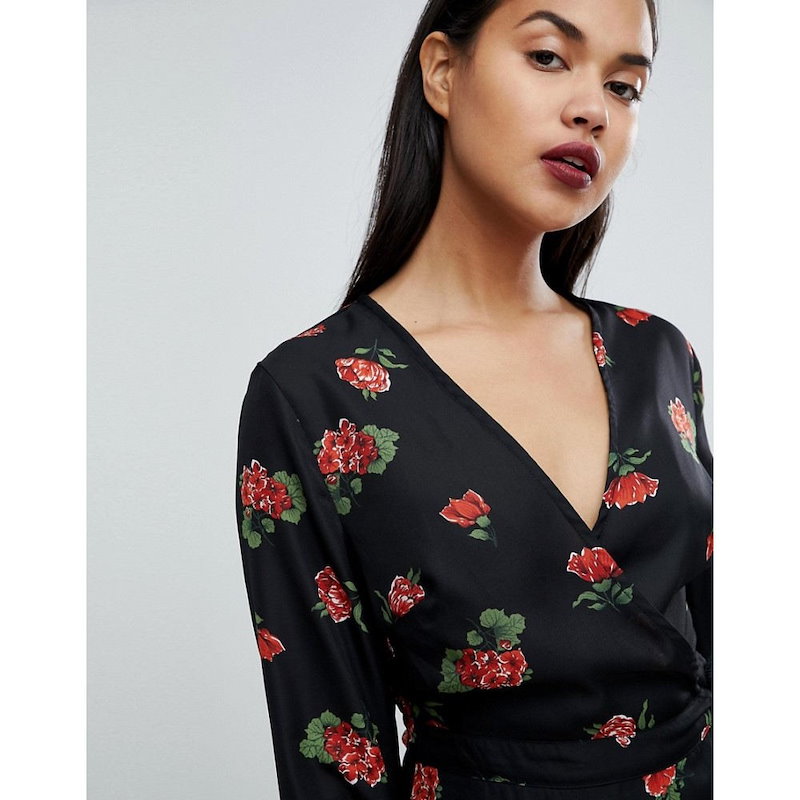 ファッションユニオン レディース トップス ブラウス・シャツ【Fashion Union Wrap Blouse In Floral Print】Black multi ファッションユニオン レディース トップス ブラウス・シャツ【Fashion Union Wrap Blouse In Floral Print】Black multi