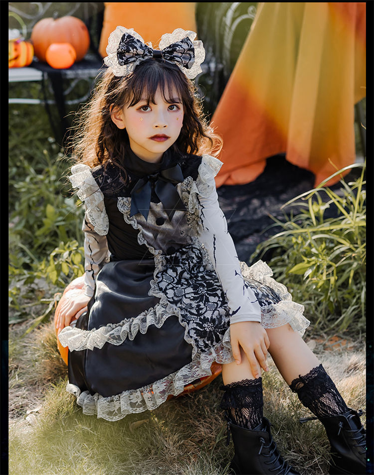 ハロウィン コスプレ 子供 ウイッチ 魔女 エンパイア 黒 ワンピース 黒 女の子 仮装 魔法使い マジック キャスター キャラクター ハロウィン衣装 魔女っ娘 キッズ キッズ コスチューム 変装