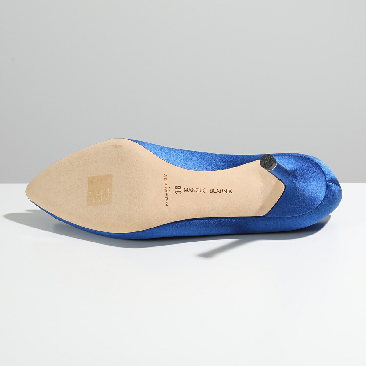 MANOLO BLAHNIK マノロブラニク パンプス HANGISI FMC SATIN 070 ハンギシ サテン 7cm 9XX 0662 ジュエルバックル ハイヒール 靴 432/BBLU