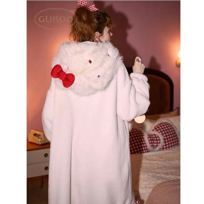 新着Lucky bag果物の殻と同じパジャマの女性冬ハローキティの新しいぬいぐるみ保温女性家庭服セットに帽子がついている福袋2025 贈り物 新着Lucky bag果物の殻と同じパジャマの女性冬ハローキティの新しいぬいぐるみ保温女性家庭服セットに帽子がついている福袋2025 贈り物