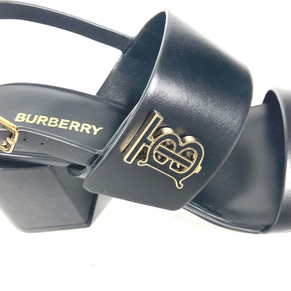 サンダル 8069452 TB ロゴ ヒール シューズ 靴 レザー ブラック サンダル 8069452 TB ロゴ ヒール シューズ 靴 レザー ブラック