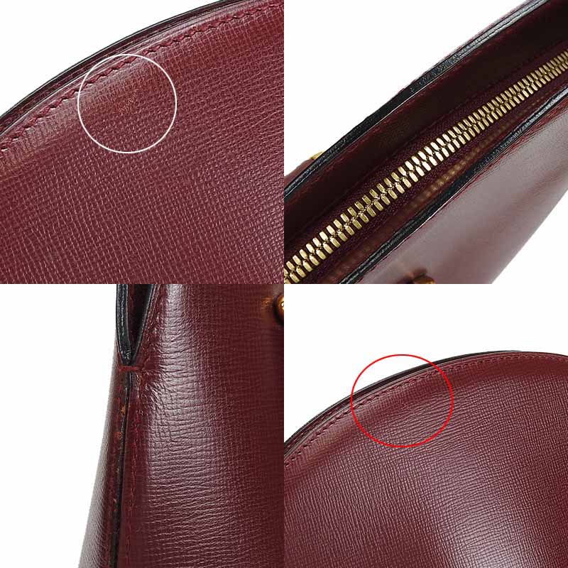 中古 Cartier カルティエ マストライン ハンドバッグ レザー 革 ボルドー ゴールド金具 レディース 女性 Hand Bag leather 【中古】 中古 Cartier カルティエ マストライン ハンドバッグ レザー 革 ボルドー ゴールド金具 レディース 女性 Hand Bag leather 【中古】