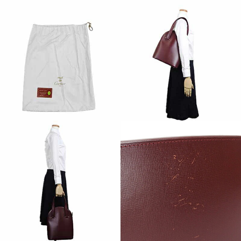 中古 Cartier カルティエ マストライン ハンドバッグ レザー 革 ボルドー ゴールド金具 レディース 女性 Hand Bag leather 【中古】 中古 Cartier カルティエ マストライン ハンドバッグ レザー 革 ボルドー ゴールド金具 レディース 女性 Hand Bag leather 【中古】