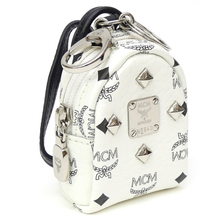 MCM リュック 白 Mサイズ MCM バッグチャーム リュック型 バックパック