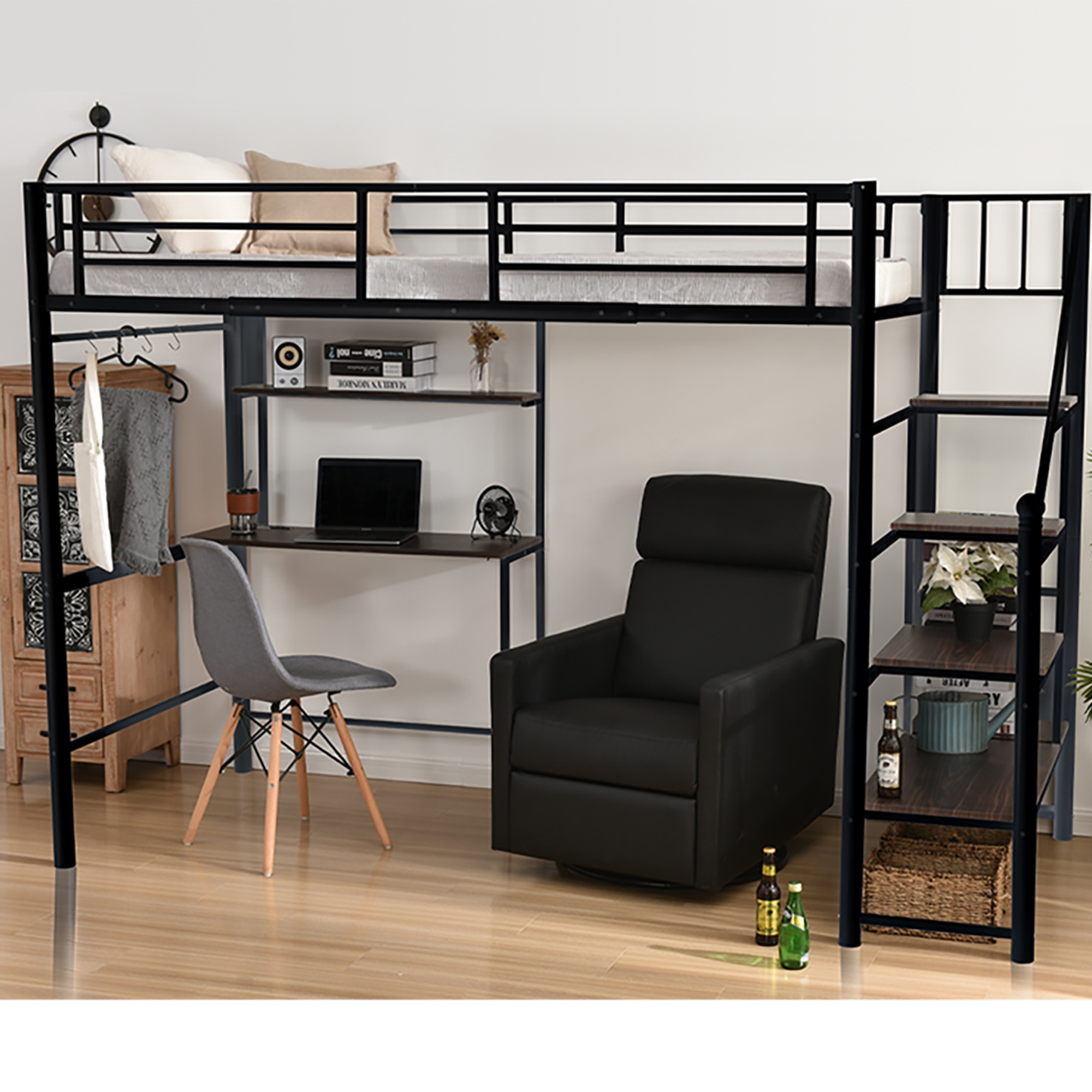 86ロフトベッド シングル 階段付き パイプベッド デスク付き 北欧風 コンセント付き 収納 子供ベッド 耐震 ベッド パイプ 金属 昇降らくらく 高さ170cm 耐荷重150kg 86ロフトベッド シングル 階段付き パイプベッド デスク付き 北欧風 コンセント付き 収納 子供ベッド 耐震 ベッド パイプ 金属 昇降らくらく 高さ170cm 耐荷重150kg