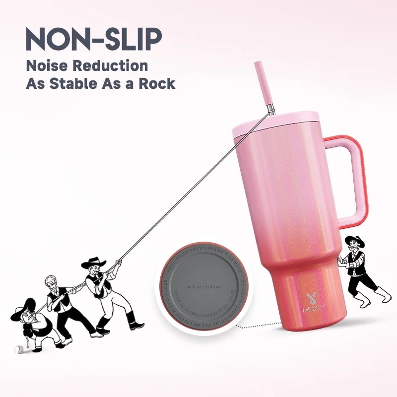 Meoky-真空断熱ウォーターボトルステンレス鋼タンブラー再利用可能なカップ漏れに強いフリップホームオフィスまたは車40オンス