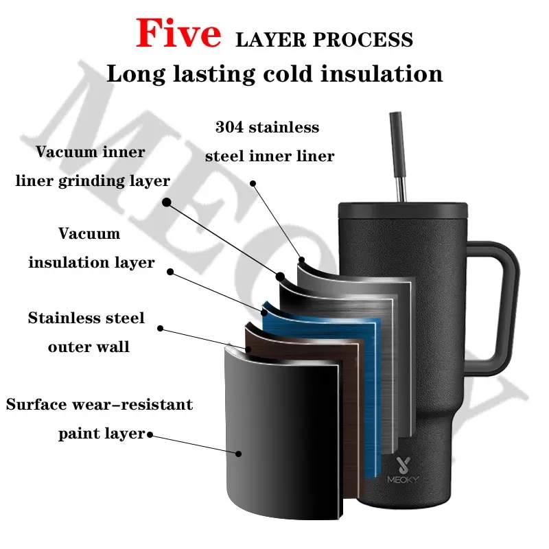 Meoky-真空断熱ウォーターボトルステンレス鋼タンブラー再利用可能なカップ漏れに強いフリップホームオフィスまたは車40オンス