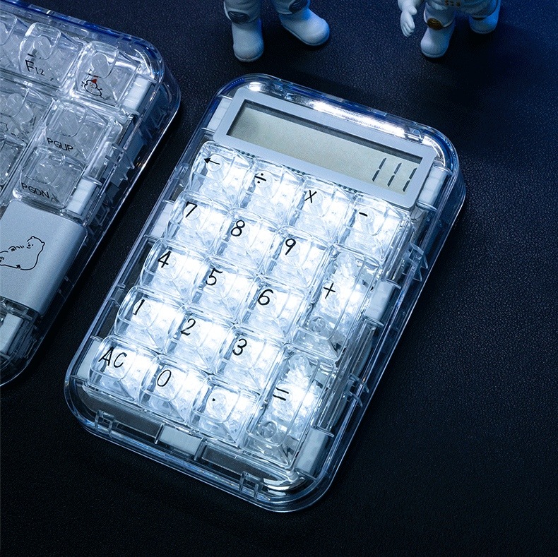 coolkiller シロクマデュアルモードデジタルメカニカルキーボード透明電卓2イン1ポータブルかわいいオフィス電卓キーボード