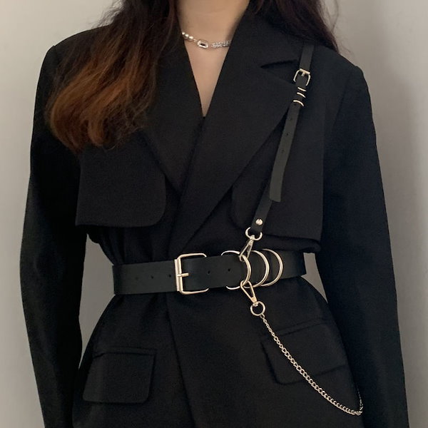 ボディーハーネスベルト　スーツベルト　ワンピースを飾り　パンク風　韓国ファッション　コスプレ暗黒系