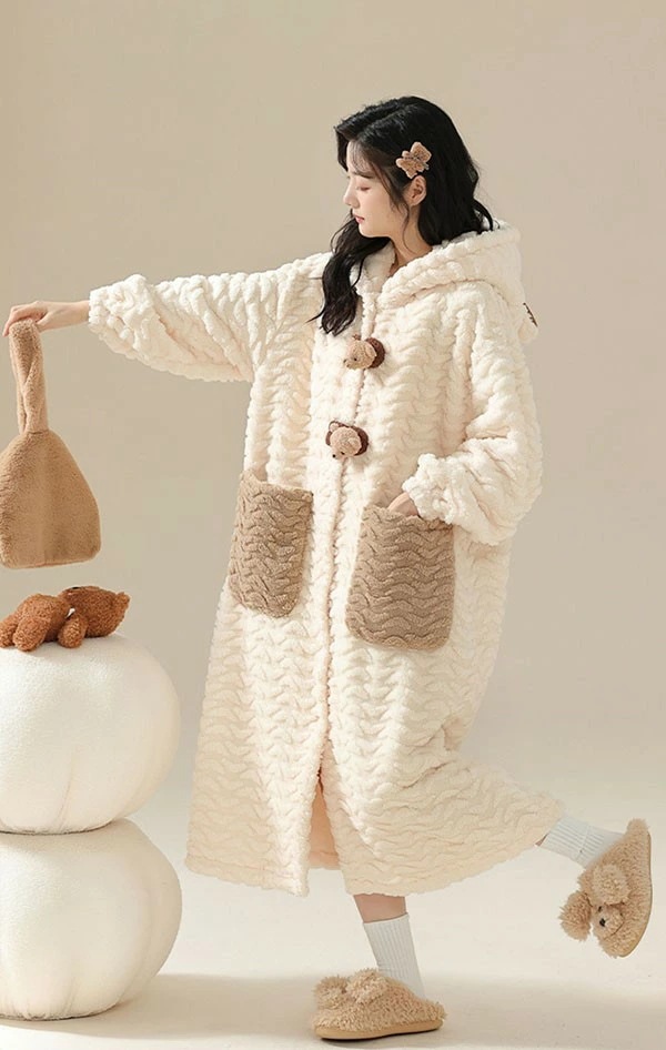 ルームウェア もこもこ 熊 パジャマ 冬 長袖 ナイトガウン 着る毛布 前開き フード付き 寝巻き 部屋着 暖かい あったか 着ぐるみ モコモコ 大人用 ふわふわ 動物 レディース 女性用 ガウン か ルームウェア もこもこ 熊 パジャマ 冬 長袖 ナイトガウン 着る毛布 前開き フード付き 寝巻き 部屋着 暖かい あったか 着ぐるみ モコモコ 大人用 ふわふわ 動物 レディース 女性用 ガウン か