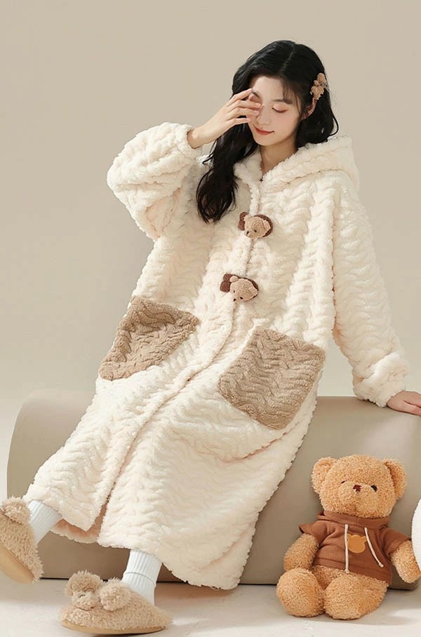 ルームウェア もこもこ 熊 パジャマ 冬 長袖 ナイトガウン 着る毛布 前開き フード付き 寝巻き 部屋着 暖かい あったか 着ぐるみ モコモコ 大人用 ふわふわ 動物 レディース 女性用 ガウン か ルームウェア もこもこ 熊 パジャマ 冬 長袖 ナイトガウン 着る毛布 前開き フード付き 寝巻き 部屋着 暖かい あったか 着ぐるみ モコモコ 大人用 ふわふわ 動物 レディース 女性用 ガウン か