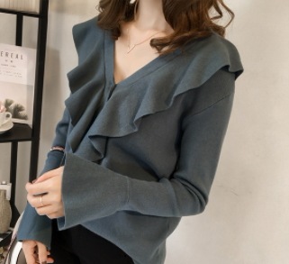 ニット トップス ニットソー セーター スイート ブルー 青 レッド 赤 レギュラー丈 袖あり ニット トップス ニットソー セーター スイート ブルー 青 レッド 赤 レギュラー丈 袖あり