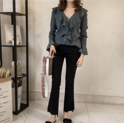 ニット トップス ニットソー セーター スイート ブルー 青 レッド 赤 レギュラー丈 袖あり ニット トップス ニットソー セーター スイート ブルー 青 レッド 赤 レギュラー丈 袖あり