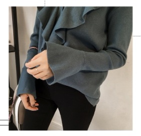 ニット トップス ニットソー セーター スイート ブルー 青 レッド 赤 レギュラー丈 袖あり ニット トップス ニットソー セーター スイート ブルー 青 レッド 赤 レギュラー丈 袖あり