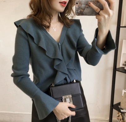 ニット トップス ニットソー セーター スイート ブルー 青 レッド 赤 レギュラー丈 袖あり ニット トップス ニットソー セーター スイート ブルー 青 レッド 赤 レギュラー丈 袖あり