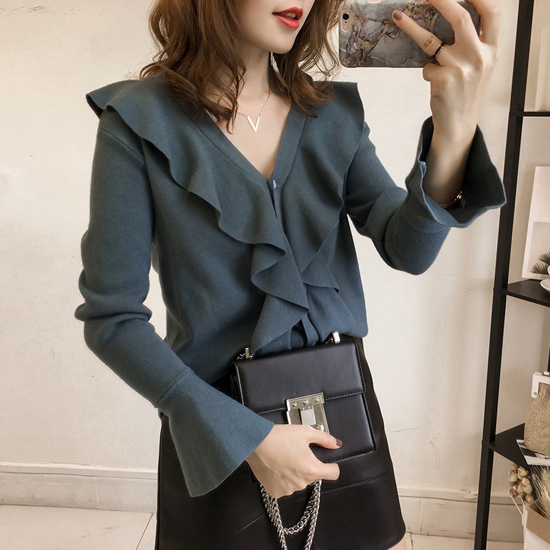 ニット トップス ニットソー セーター スイート ブルー 青 レッド 赤 レギュラー丈 袖あり ニット トップス ニットソー セーター スイート ブルー 青 レッド 赤 レギュラー丈 袖あり