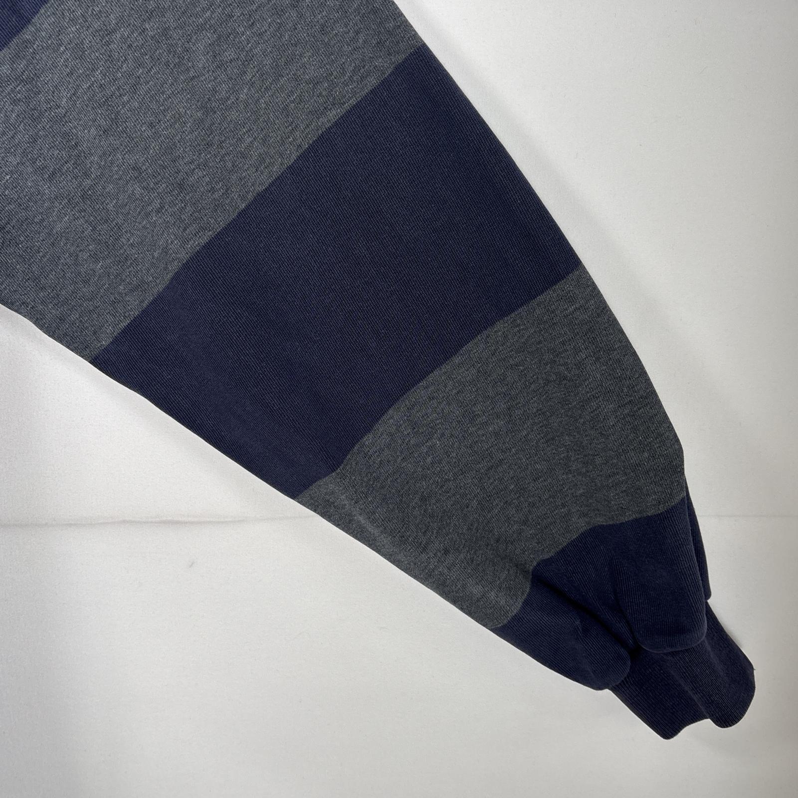 古着 90s/90年代 長袖 ラガーシャツ ロゴワッペン グレー ネイビー ボーダー メンズ 古着 90s/90年代 長袖 ラガーシャツ ロゴワッペン グレー ネイビー ボーダー メンズ