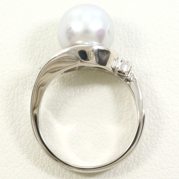 PT900 プラチナ リング 9号 パール(真珠) 約9mm ダイヤ 0.06 ジュエリー 中古