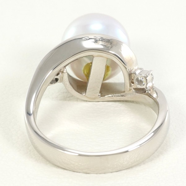 PT900 プラチナ リング 9号 パール(真珠) 約9mm ダイヤ 0.06 ジュエリー 中古