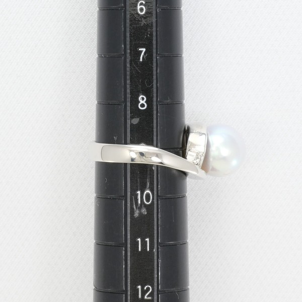 PT900 プラチナ リング 9号 パール(真珠) 約9mm ダイヤ 0.06 ジュエリー 中古