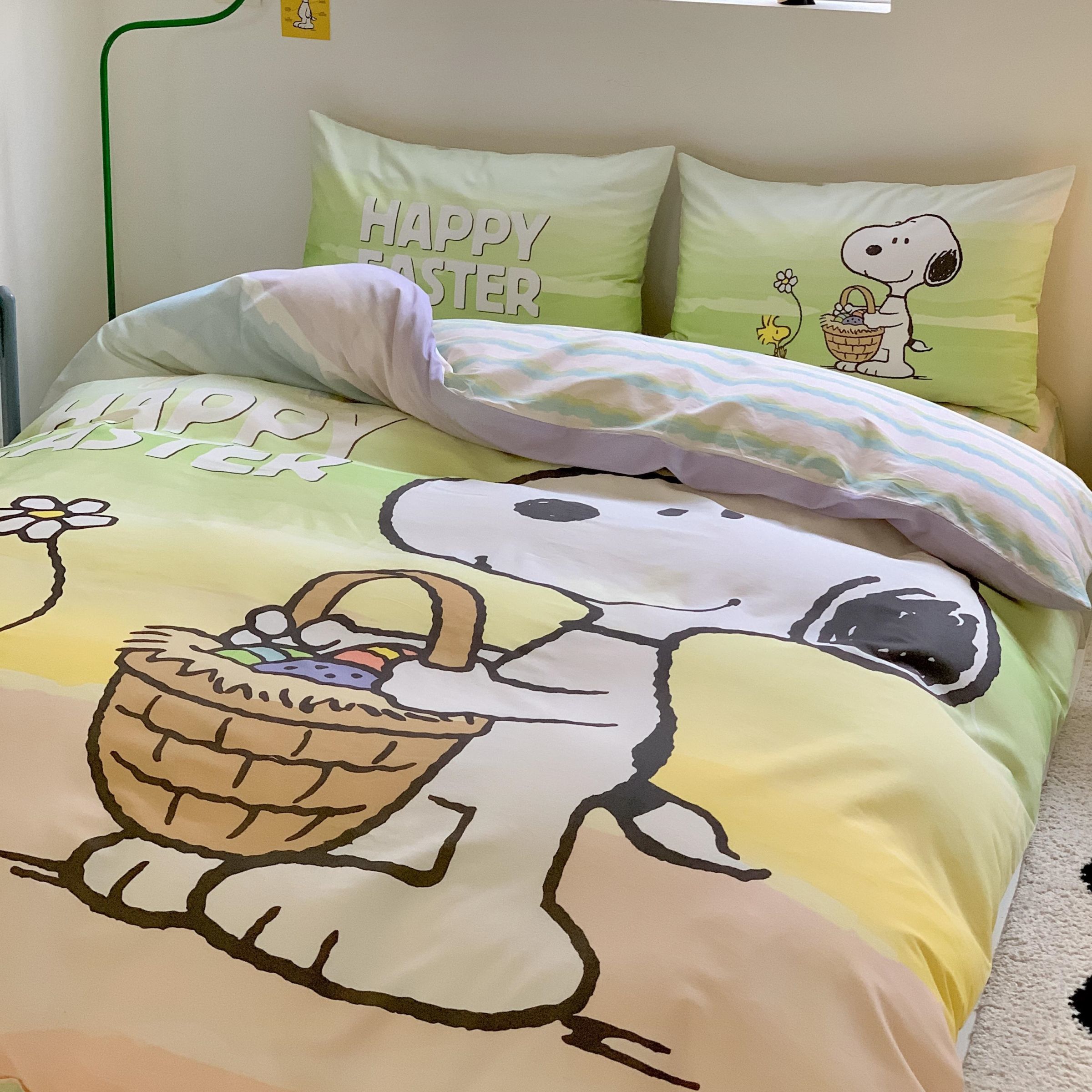 猫日記漫画スヌーピー大阪プリント綿四点セットかわいい綿シーツベッド笠三点セット